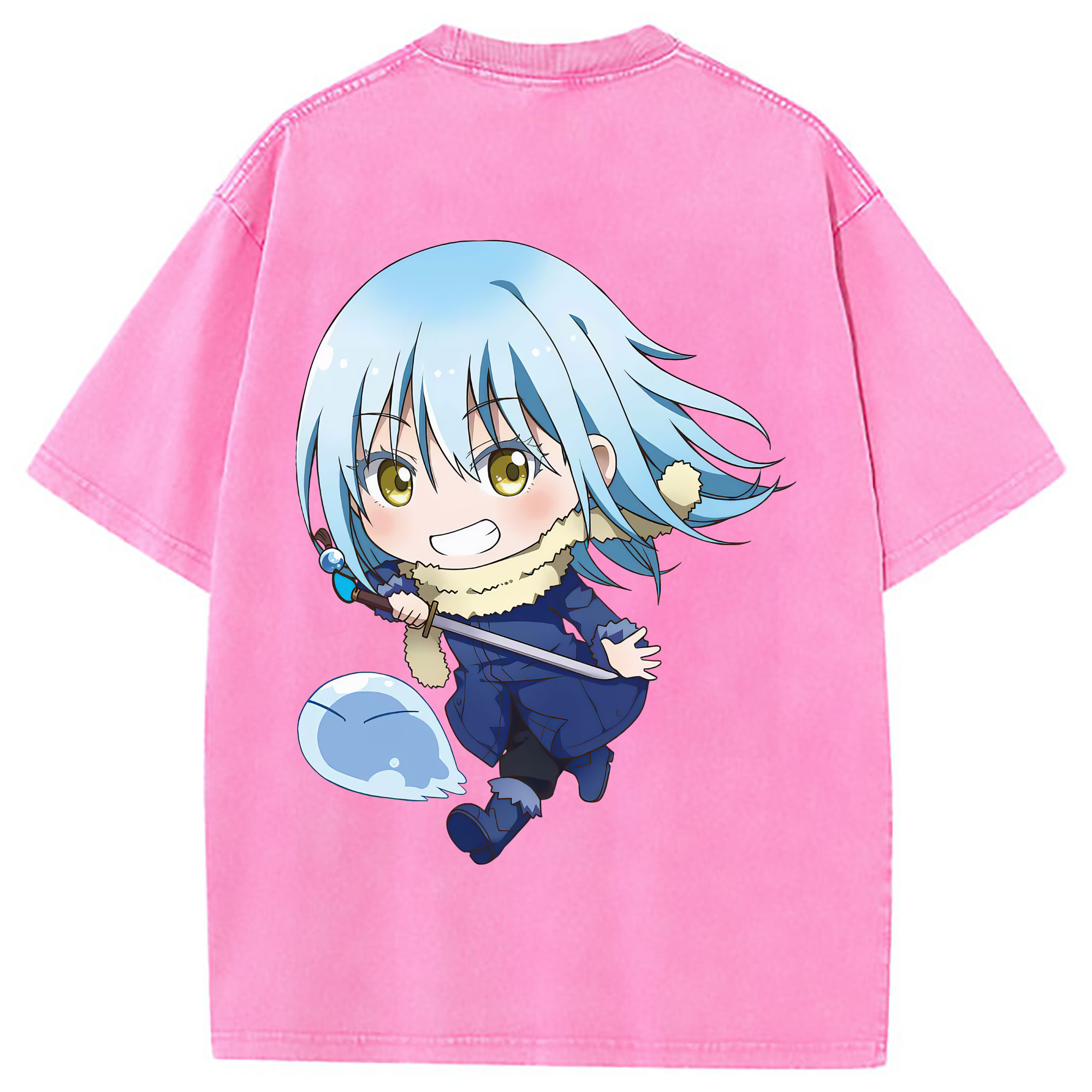 （画像用） 転スラ Regarding Reincarnated to Slime 綿100% ヴィンテージ風 半袖Tシャツ（背面プリント）